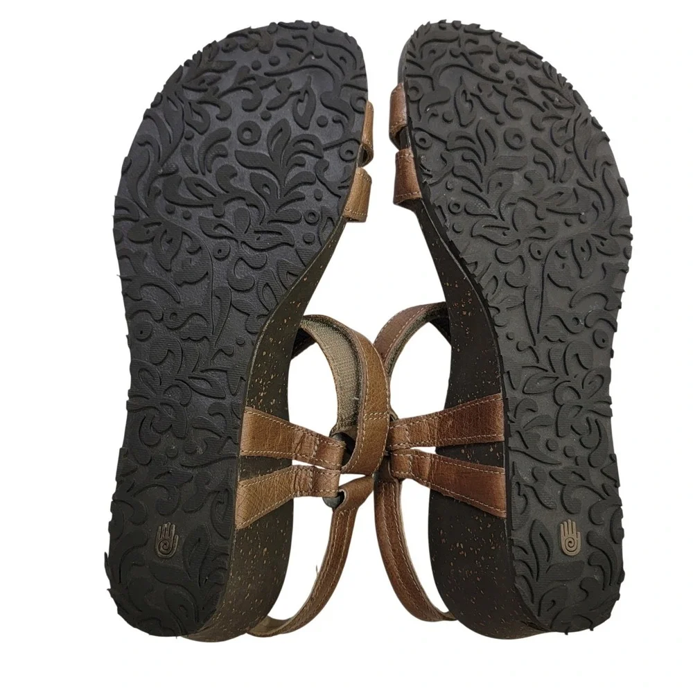 Teva Ventura Wedge Brown Leather Strappy Sandals Size 10 EUC